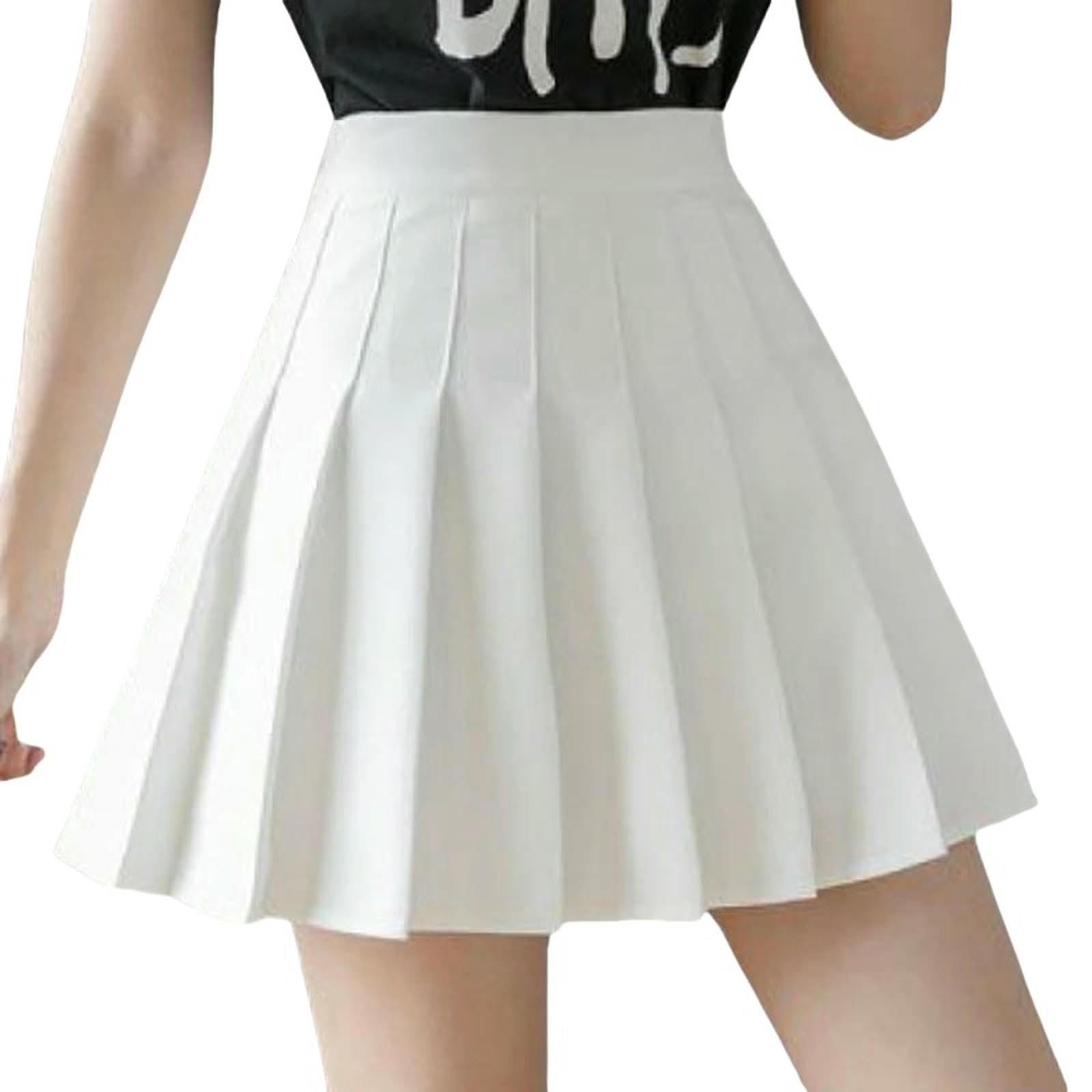 Rock Damen Rockshorts Frauen Hohe Taille Sexy Miniröcke Für Damen Plissierte Kawaii Rock Weiblich-Weiss-XL