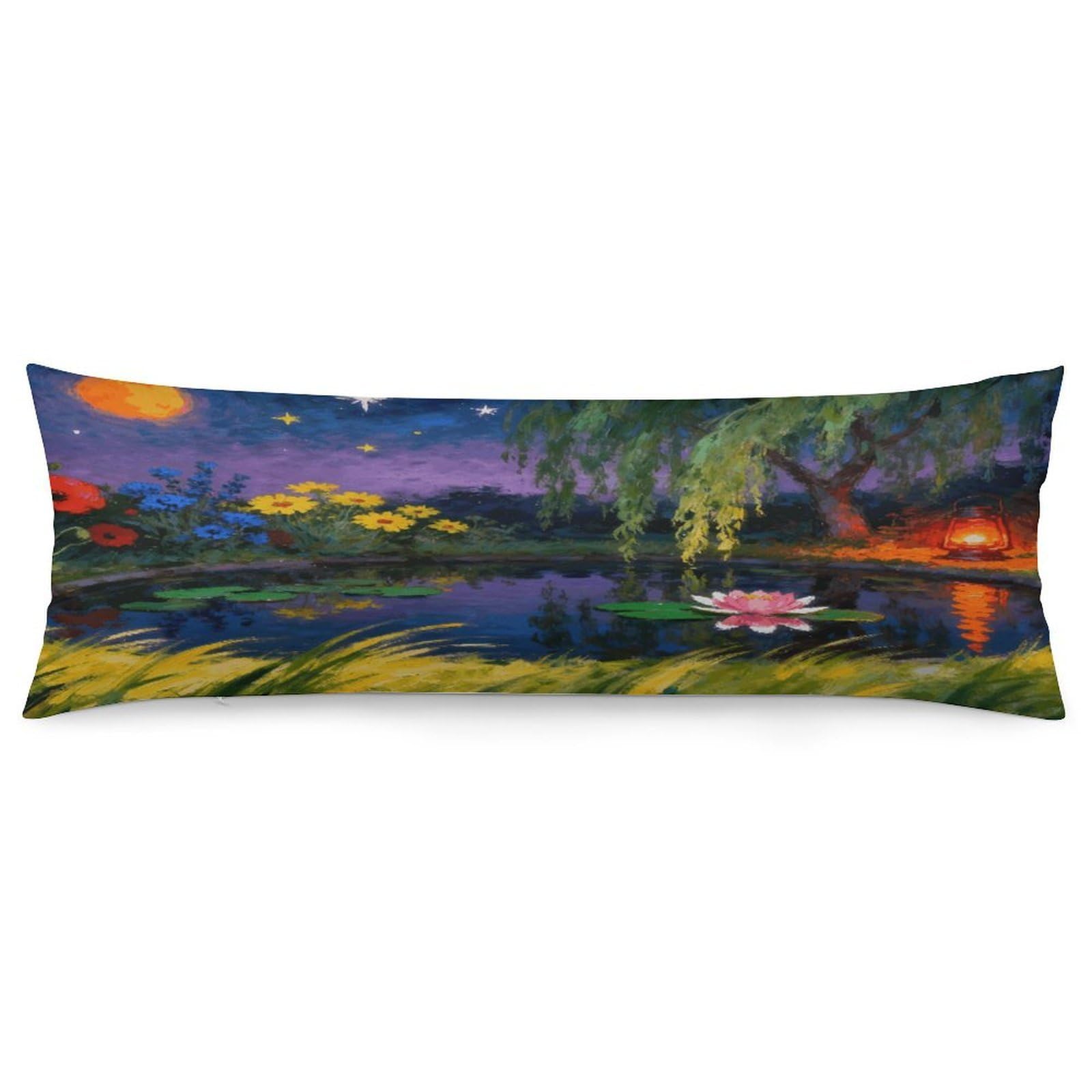 Moonlit Pond Body Pillowcase Soft Breathable Full Long Pillow Cover 20x54 Inches Polyester Pillow Case with Hidden Zipper Closure for Bedroom Home Decorations