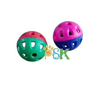 PSK PET MART Interactive Kitten Ball Toy with Bell Teaser, 1.5 Inches -Set of 2