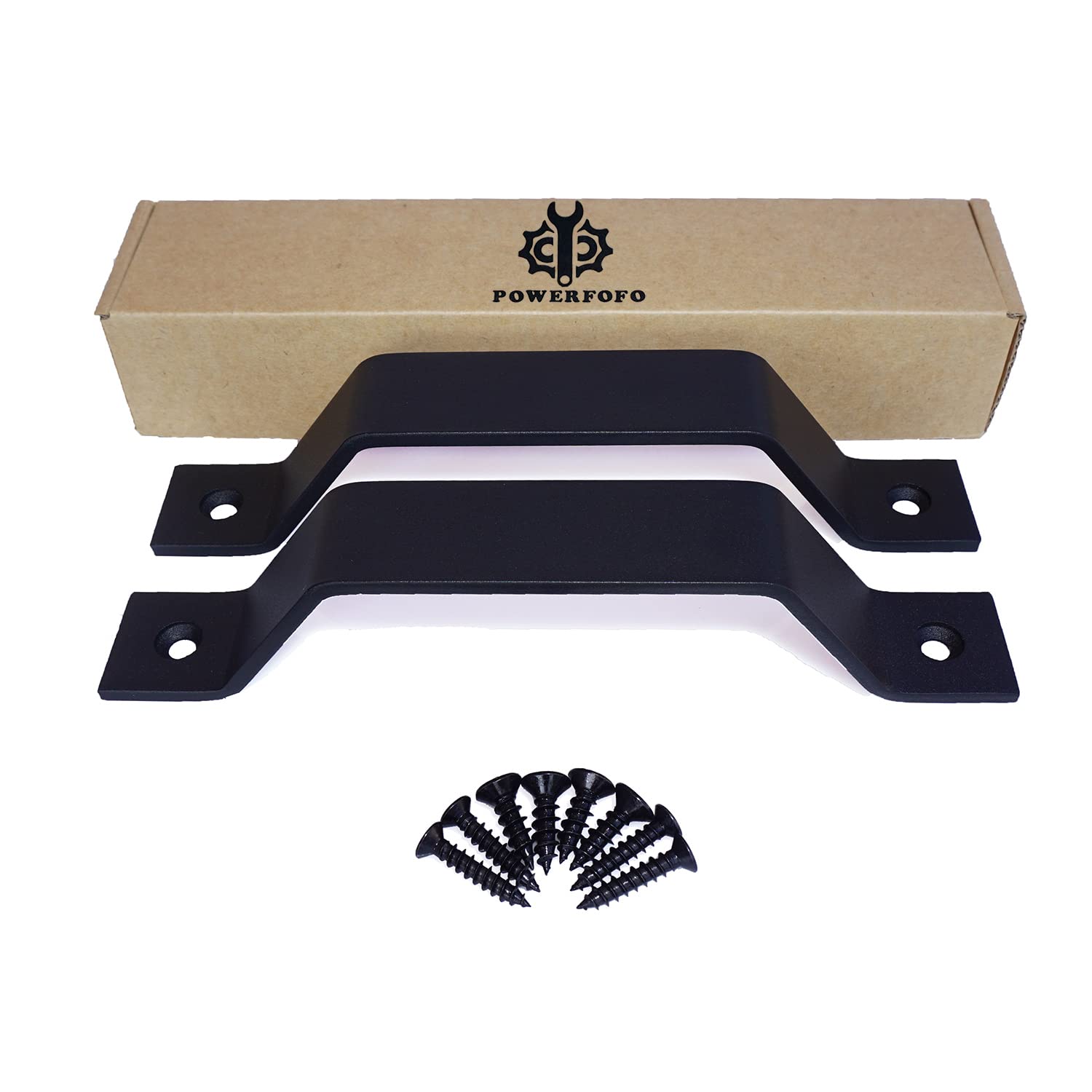 POWERFOFOBarn Door Handle/Closet Pull,Heavy-Duty Solid Steel with Powder Matte Black,Hardware for Sliding Doors Garage Shed Cabinet Drawer (2Pack, 8")