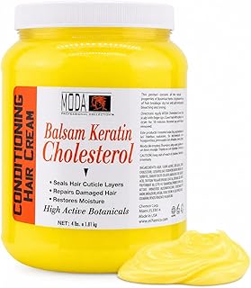 MODA Professional Balsam Keratin Cholesterol Cream for Salon-Grade Hair Restoration & Hospitality Amenity | 6 Actives. Max Repair. Bulk Value. | Intensive Hair Repair & Restored Vitality, 64 Oz Gallon