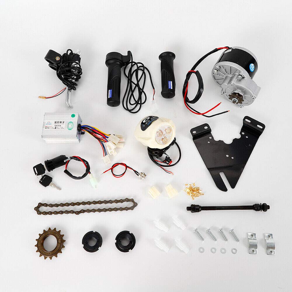 24V 36V 48V Electric Bicycle Conversion Kit E-Bike Wheel Motor Kit with Chain Freewheel Motor Controller Accelerator Handle Electric Bike Motor Controller Kit for Regular Bicycles