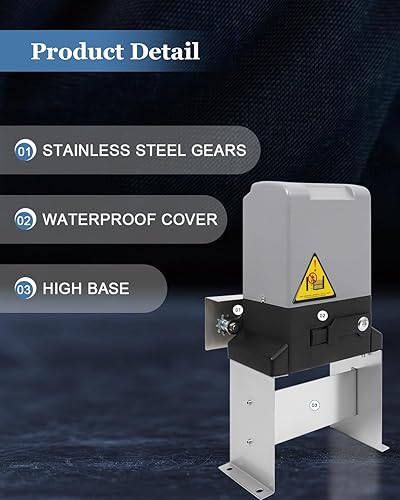 Miniatura 4 de Abridor automático de puerta corredera de 1800 libras con 2 controles remotos, kit de sistema de seguridad de hardware de puerta de control de