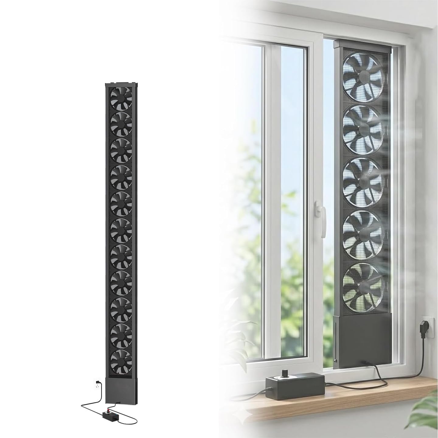 Ventilador vertical de ventana con extractor reversible y velocidad ajustable