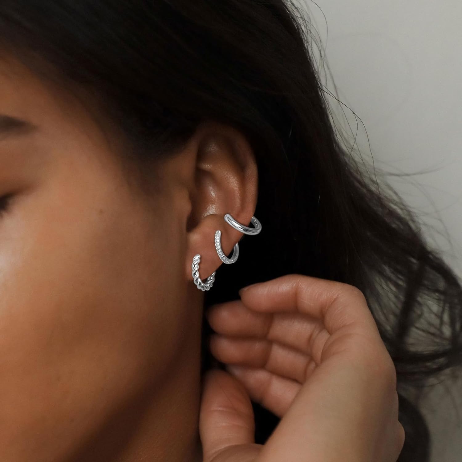 Small Gold Huggie Hoop Earrings Set for Women,Dainty 14K Gold/Silver Plated Twisted Hoop Earrings Cubic Zirconia Stud Earrings Lightweight Hypoallergenic Earrings for Women - Image 2