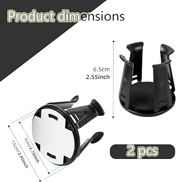 Voarge 2 Pieces Self-Adhesive Car Cup Holder for Coffee Cups Bottles, Wiggle Free Design Cup Holder for Cars Ideal for Driving and Travel