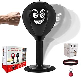 Desktop Mini Toy Stress Relieving Boxing Focal Punching Bag, Stress Buster with Suction Cup for Office Table and Counters，Kids&Adults Fun Boxing Toys，White Elephant Gifts Cool Stuff for Coworker