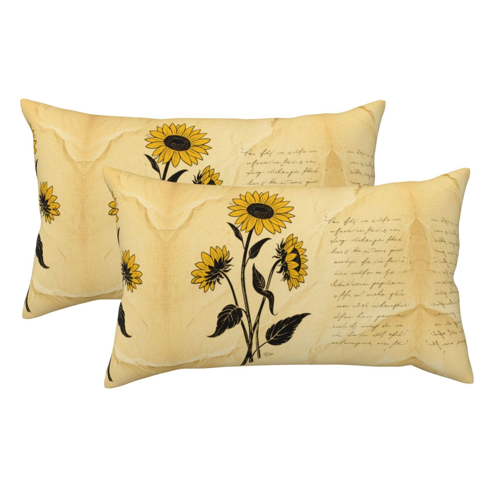 Sunflower Luxury King Pillowcases Set of 2, Plush Velvet Feel Pillow Covers with Hidden Zipper, Skin & Hair Friendly, 20x36 Inches Pillow Cases for Sleeping Gift