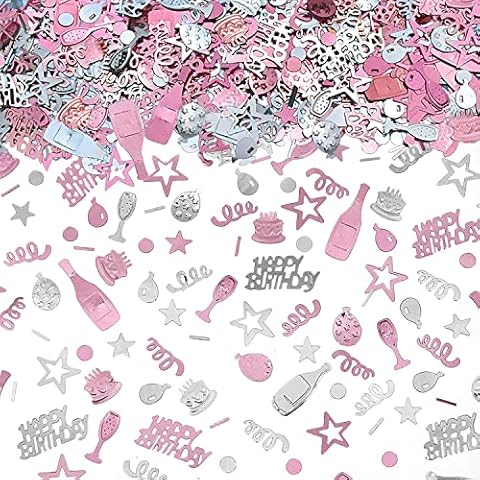 Rose Gold Birthday Confetti Party Decorations Table Decor Silver Star Confetti Sequin for women 30g(1500pcs) Cover