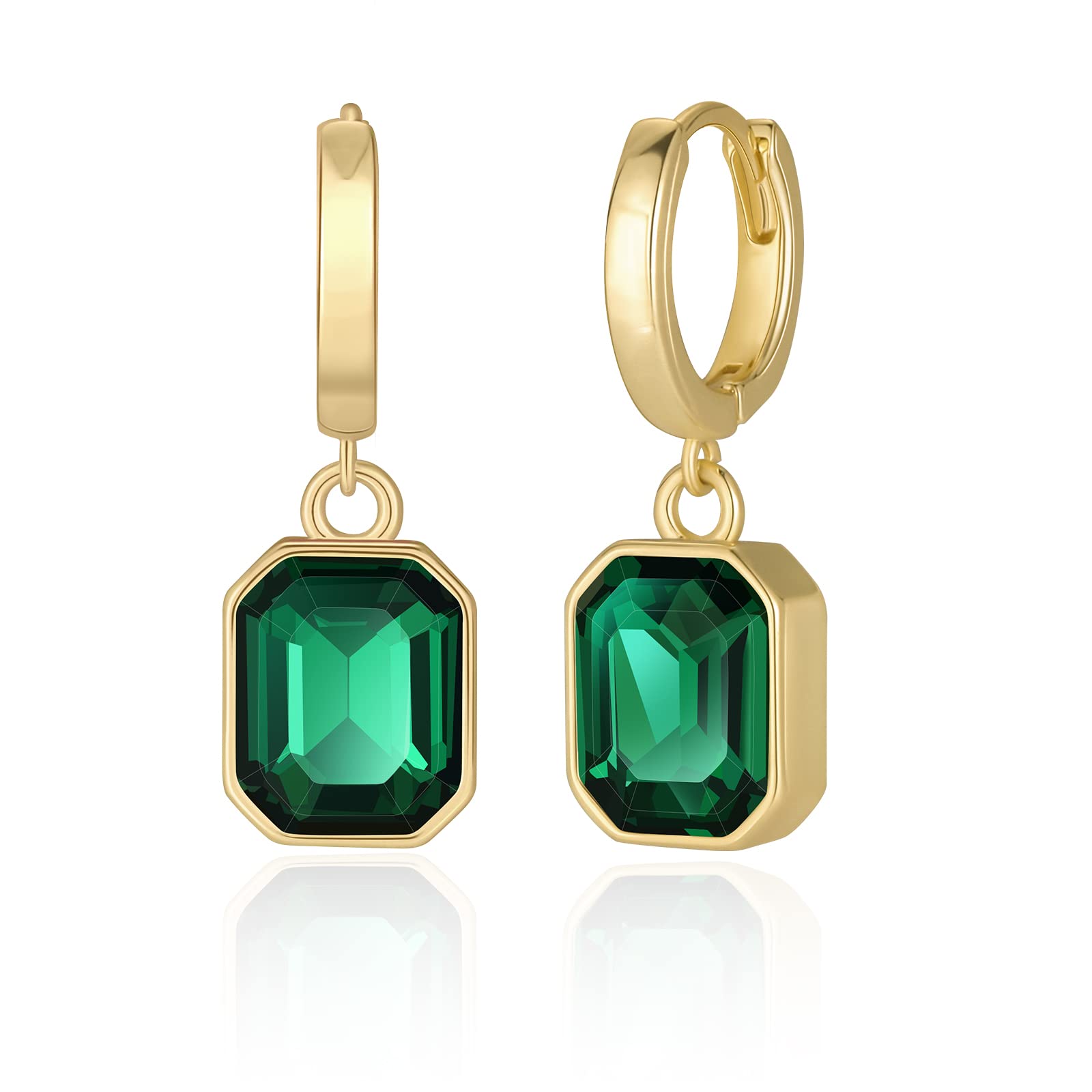 MesovorPendientes de aro de Oro y Cristal para Mujer, Pendientes de gota chapados en oro de 14 quilates | Joyas Hipoalergénicas Huggie Aretes