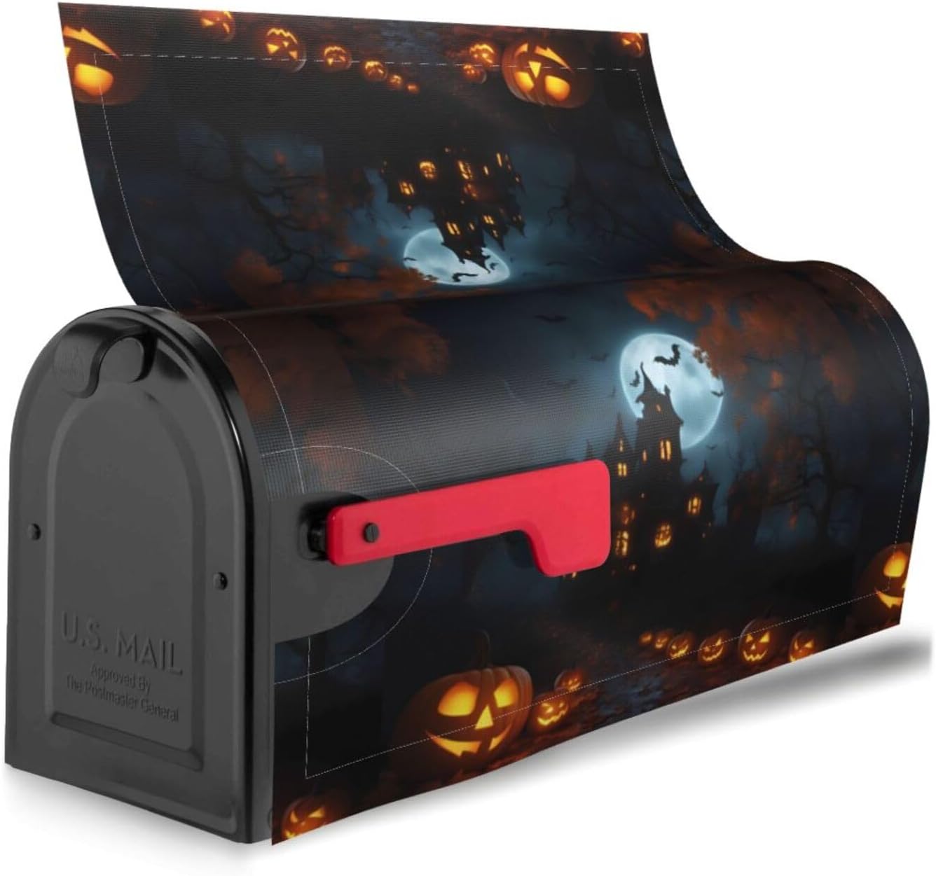 Cute Pumpkin Lights Letterbox Protector with Magnetic Stripe for Outdoor Patio Decoration Christmas Housewarming Gift 25.5x21 in