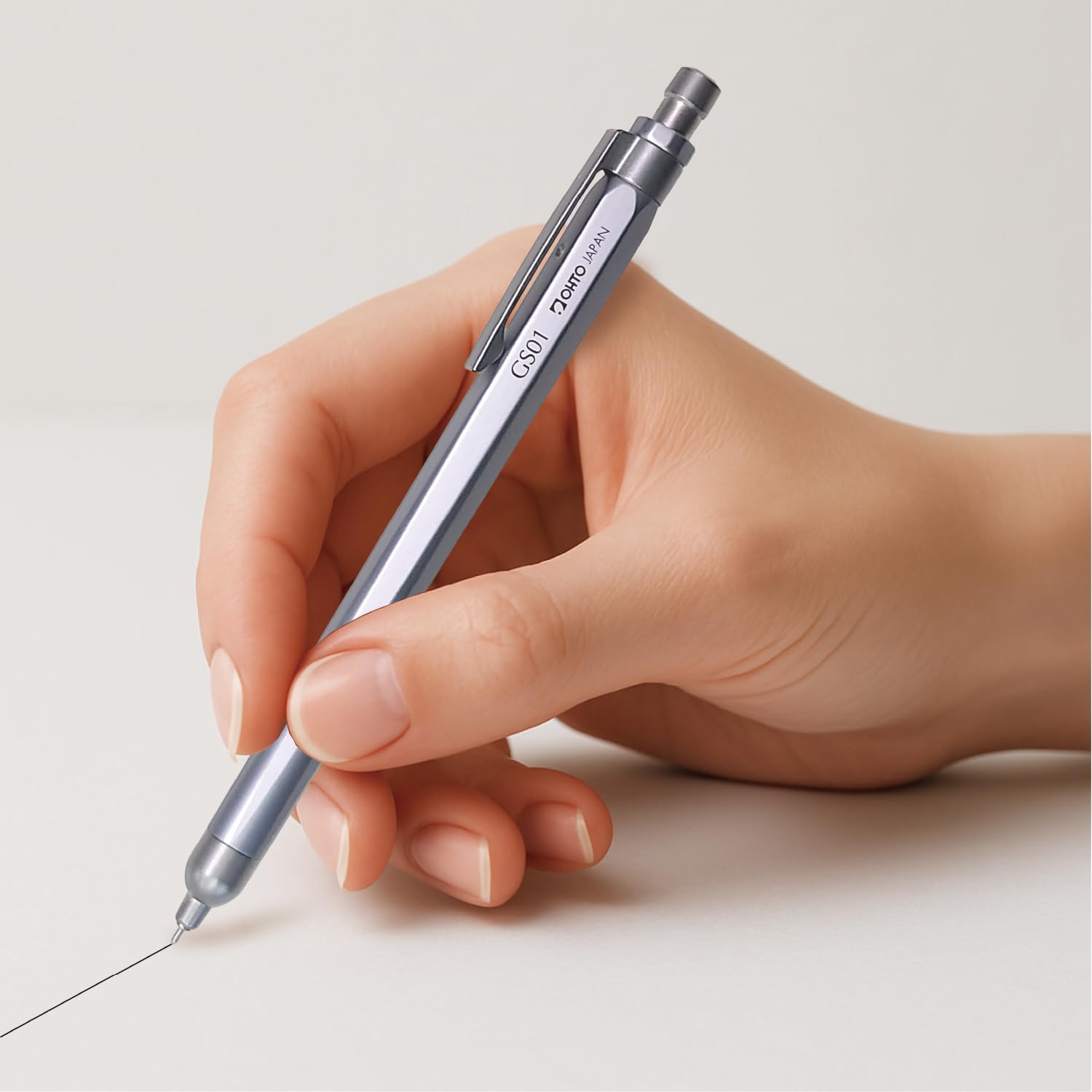 OHTO GS01-G5 Roller Gel Pen • 0.5 mm • Black Ink • Silver Body