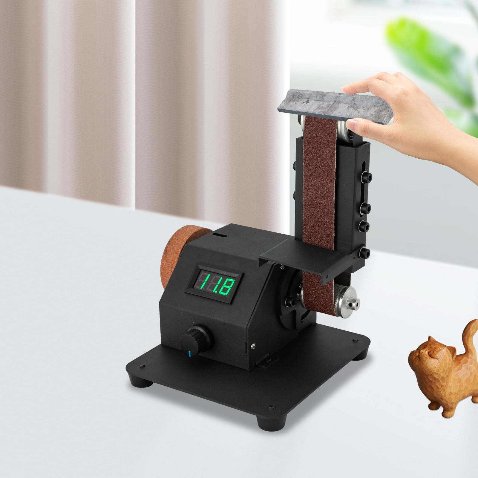 Mini levigatrice a nastro, 350 W, levigatrice a nastro elettrica, levigatrice da tavolo, levigatrice elettrica, velocità regolabile