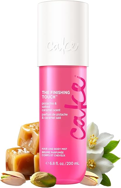 Cake Beauty Cheveux & Body Mist, la touche finale - Infusé avec la vitamine E & Huile d'argan - Pistaches & Parfum de caramel salé - Pour toute la peau & Types de cheveux - 6.8 C'est vrai. / 200 mL
