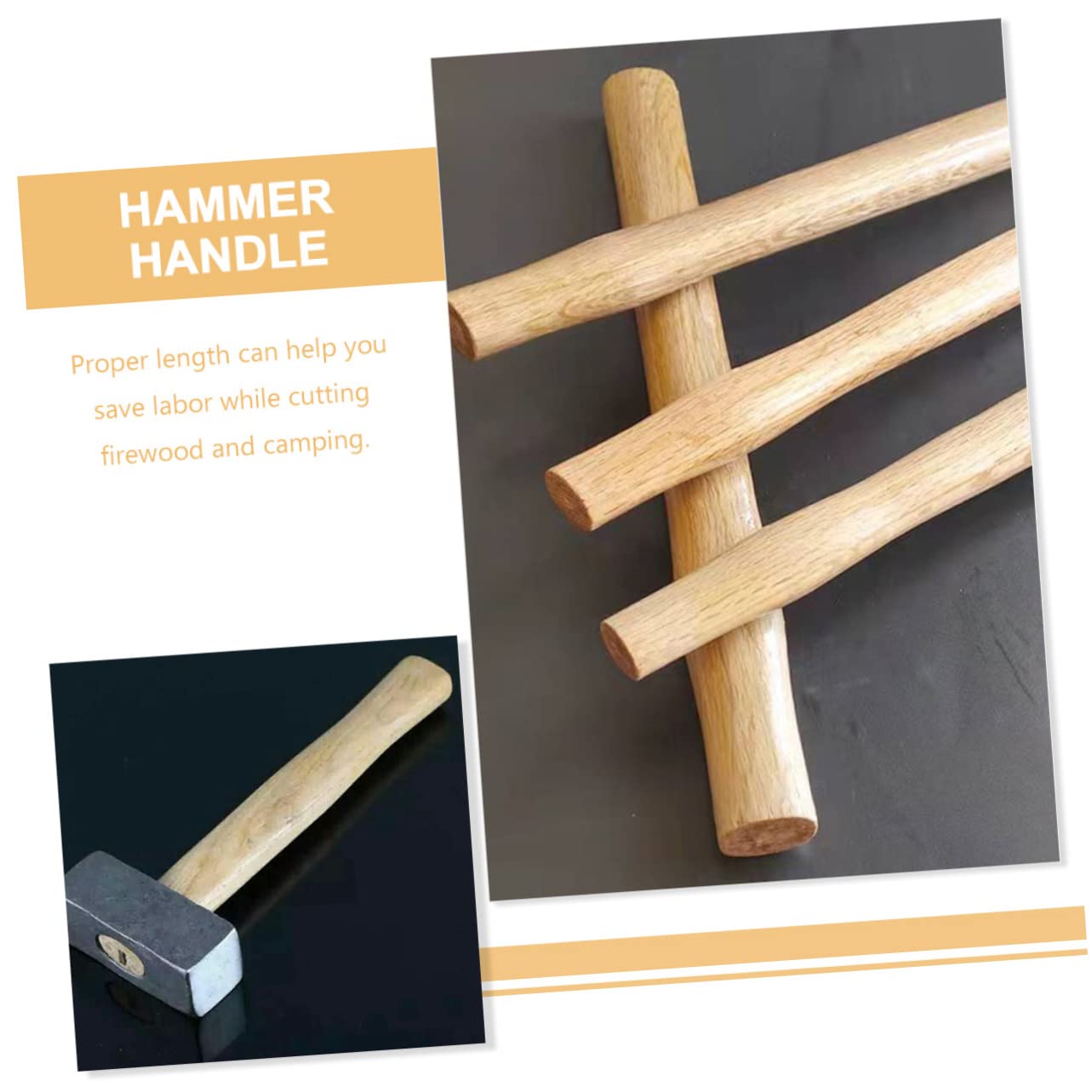 Mipcase Wooden Hammer Handle Replacement Part Durable Natural Wood Grip for Easy Installation Cost Hammer Accessory for Projects and Repairs