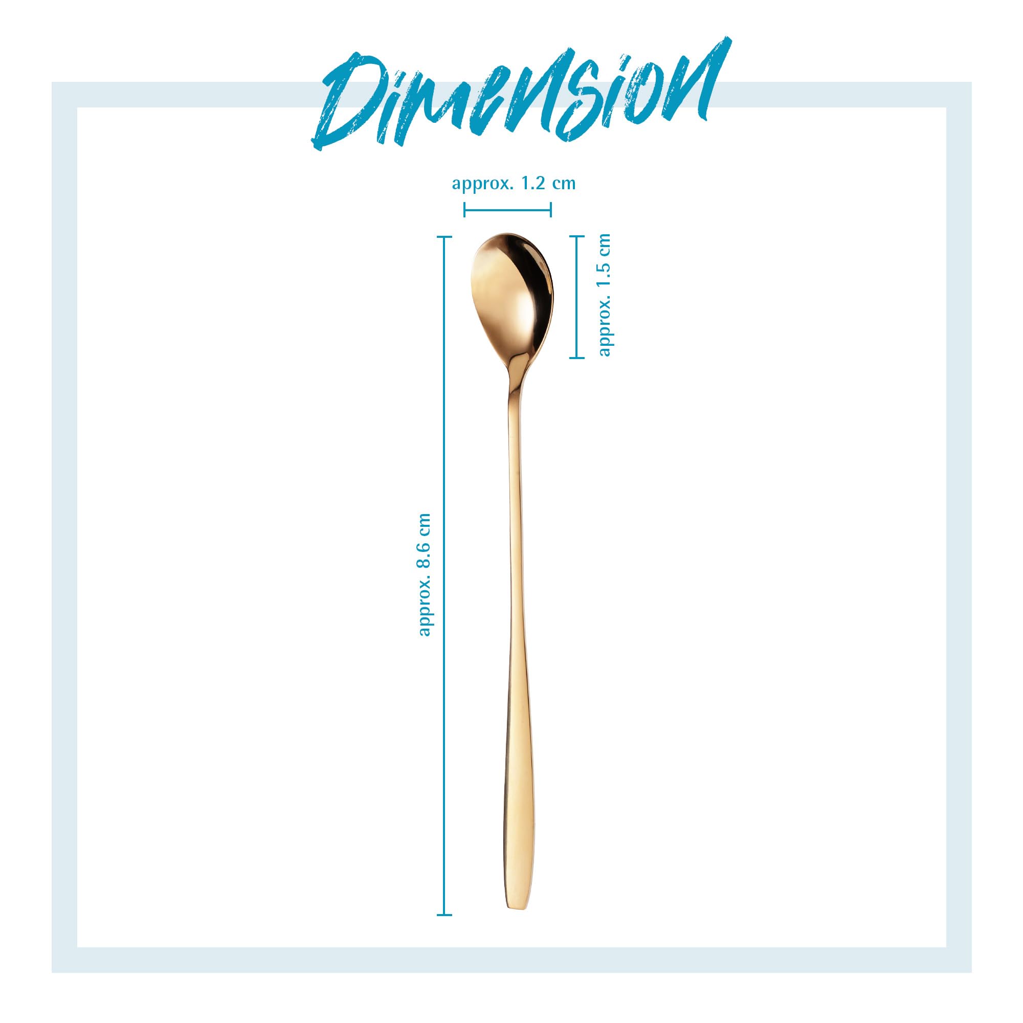 GRÄWE Macchiato Ice Cream Spoon and Latte Stainless Steel Long Spoon Ideal for Coffee, Desserts and Ice Tea, Dishwasher Safe, Gold