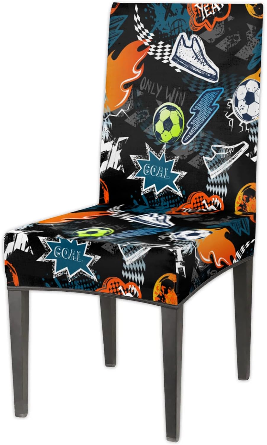 QsirBC Soccer Shoes Stretch Dining Room Chair Covers Set of 6 Chair Slipcovers Removable Washable Kitchen Seat Covers Chair Protectors for Hotel Party Wedding