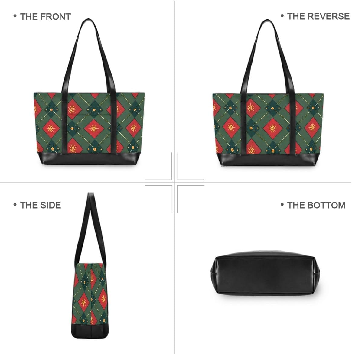 Green White Checkered Plaid Laptop Tote Bag for Woman 15.6 inch Laptop Organizer Bag Teacher Work Purse