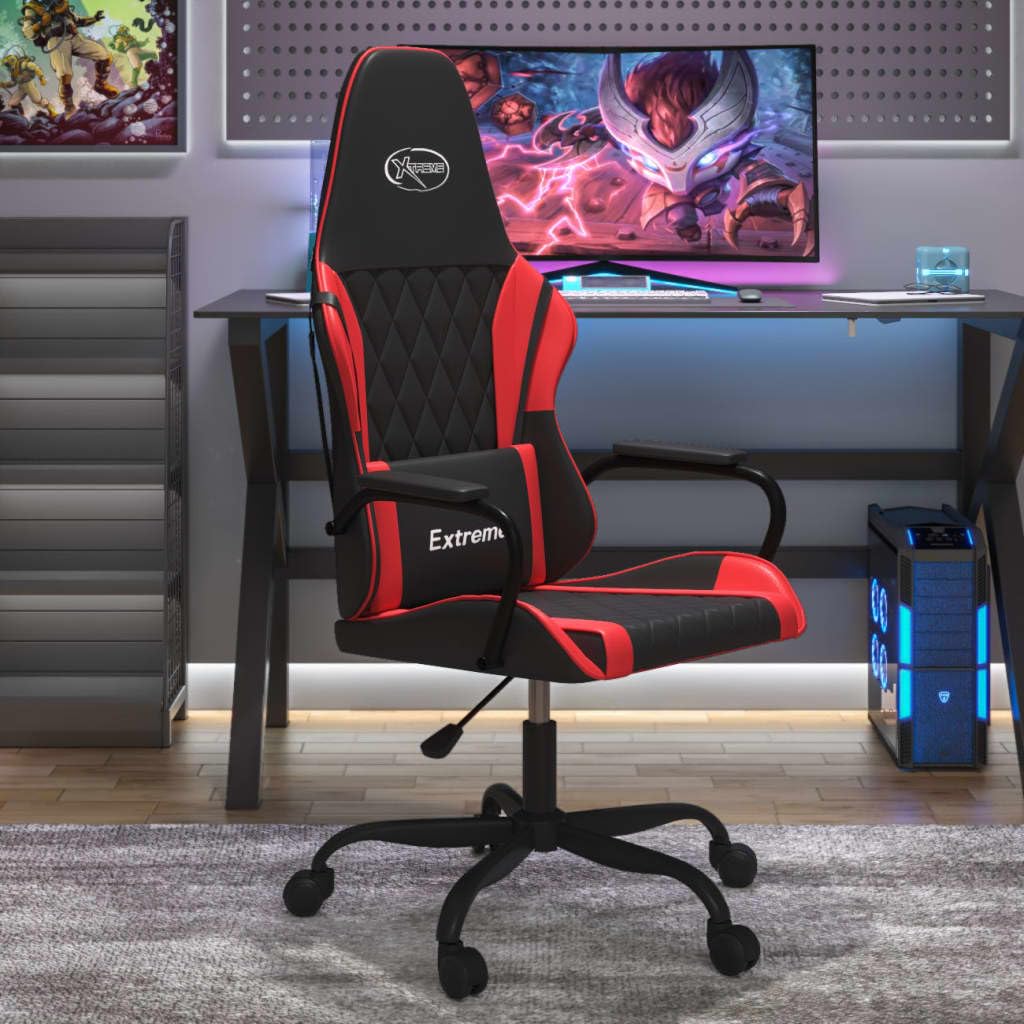 Chaise de jeu Zocker en cuir synthétique noir et rouge pour le bureau