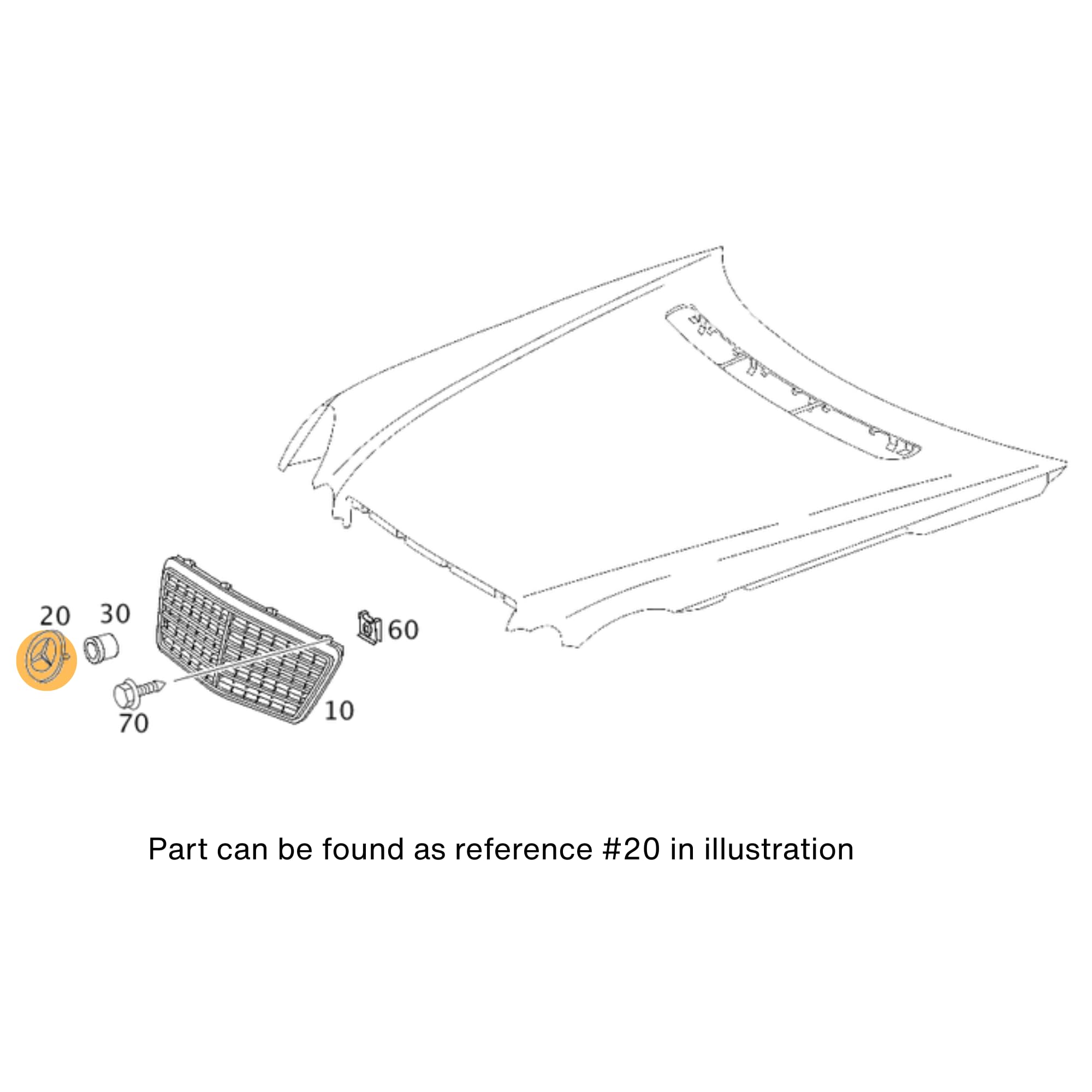 Mercedes-Benz Genuine Vehicle Hood Star Emblem Badge (221-817-00-16, Chrome and Blue Laurel Wreath)