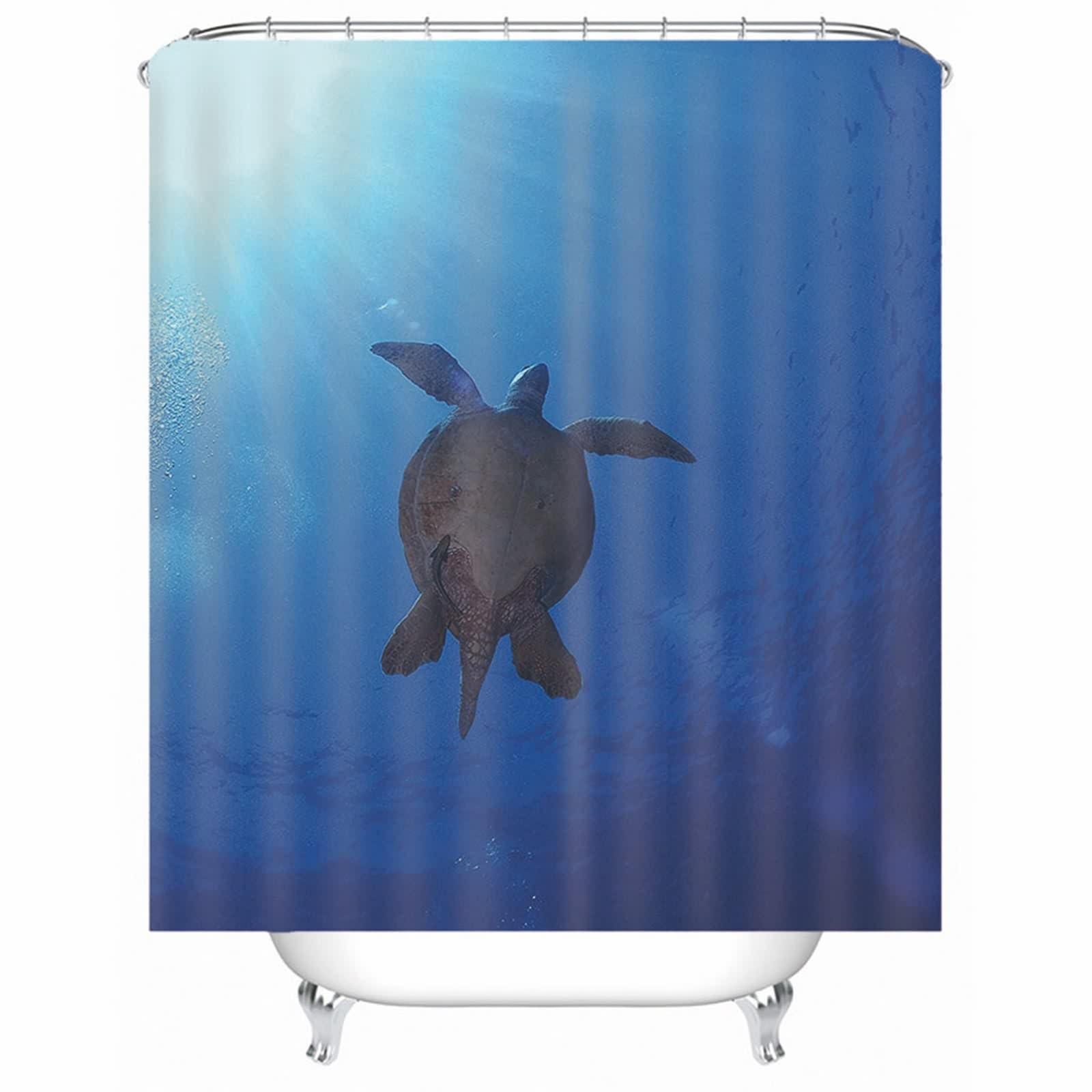 Rideaux tortue mer humour pour une douche ludique et design texturé
