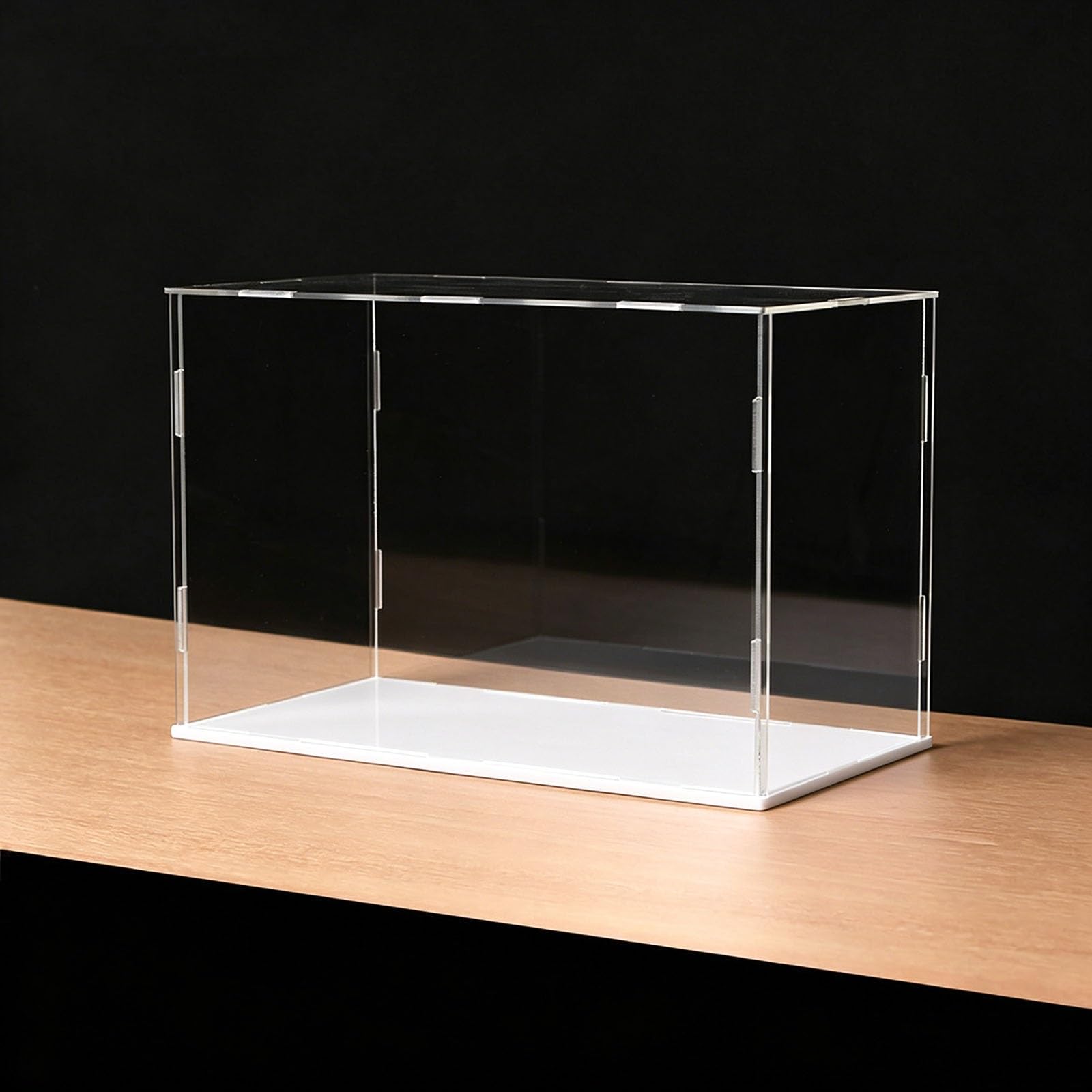 Large Acrylic Display Box Alternative Glass, Transparent Dustproof Showcase for Action Figures, Dolls, Toys, Miniatures, Easy Assembly(White Base,15x15x15cm)