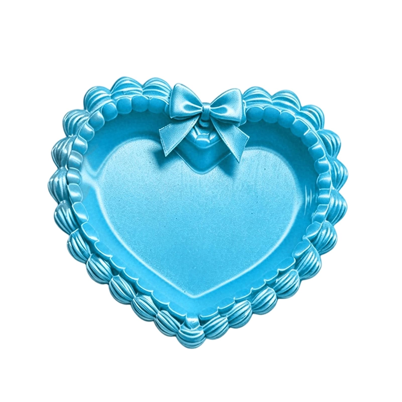 3D Printed Bow Jewelry Tray Heart Shape Ring Dish Entryway Table Trays Decorative Trinket Dish Organizer for Rings Necklaces Bracelets KeysSky Blue