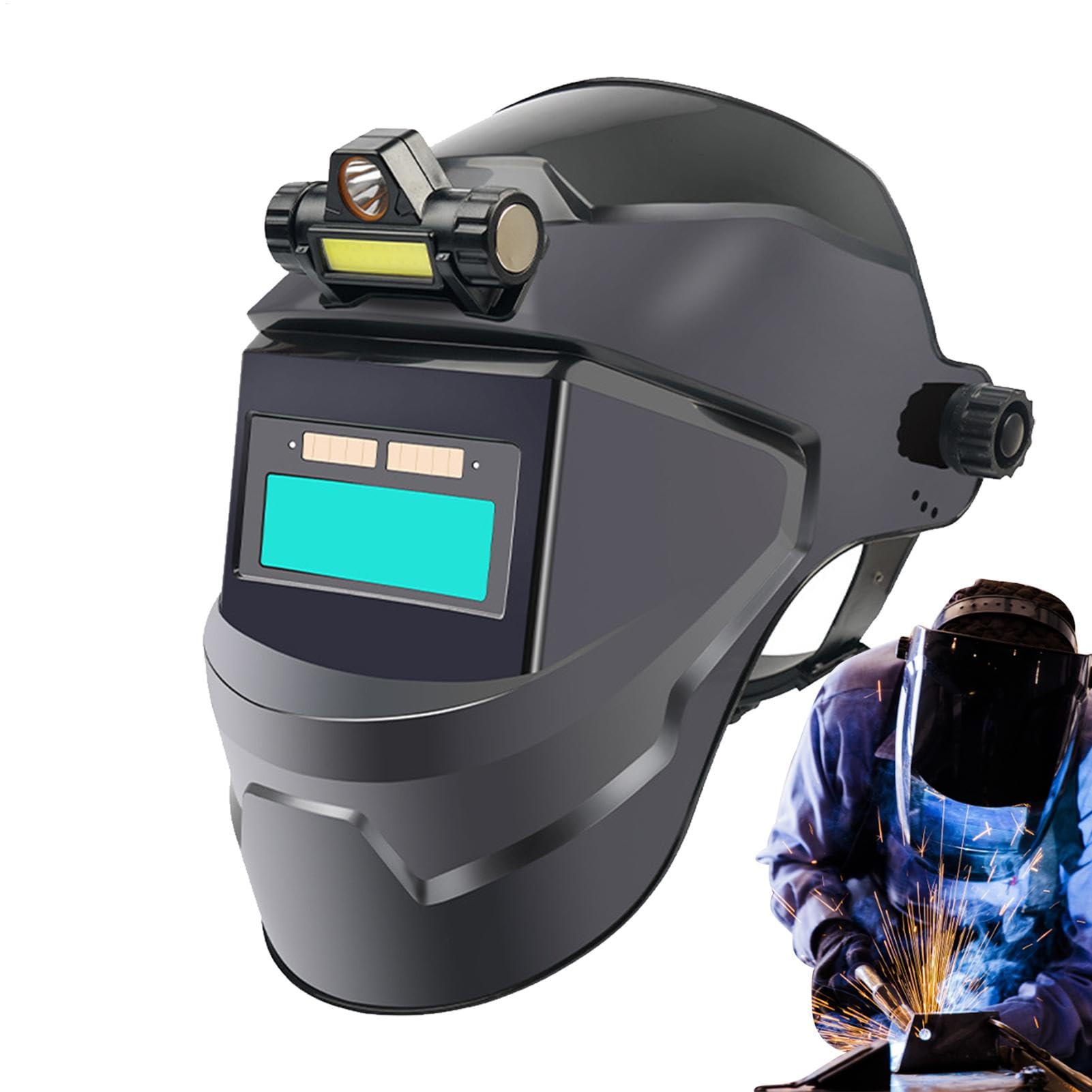 Casco de soldar - equipo de protección para soldar, capucha de soldar con oscurecimiento automático | Capucha de soldadura automática de color verdadero, equipo de soldadura transpirable para producci