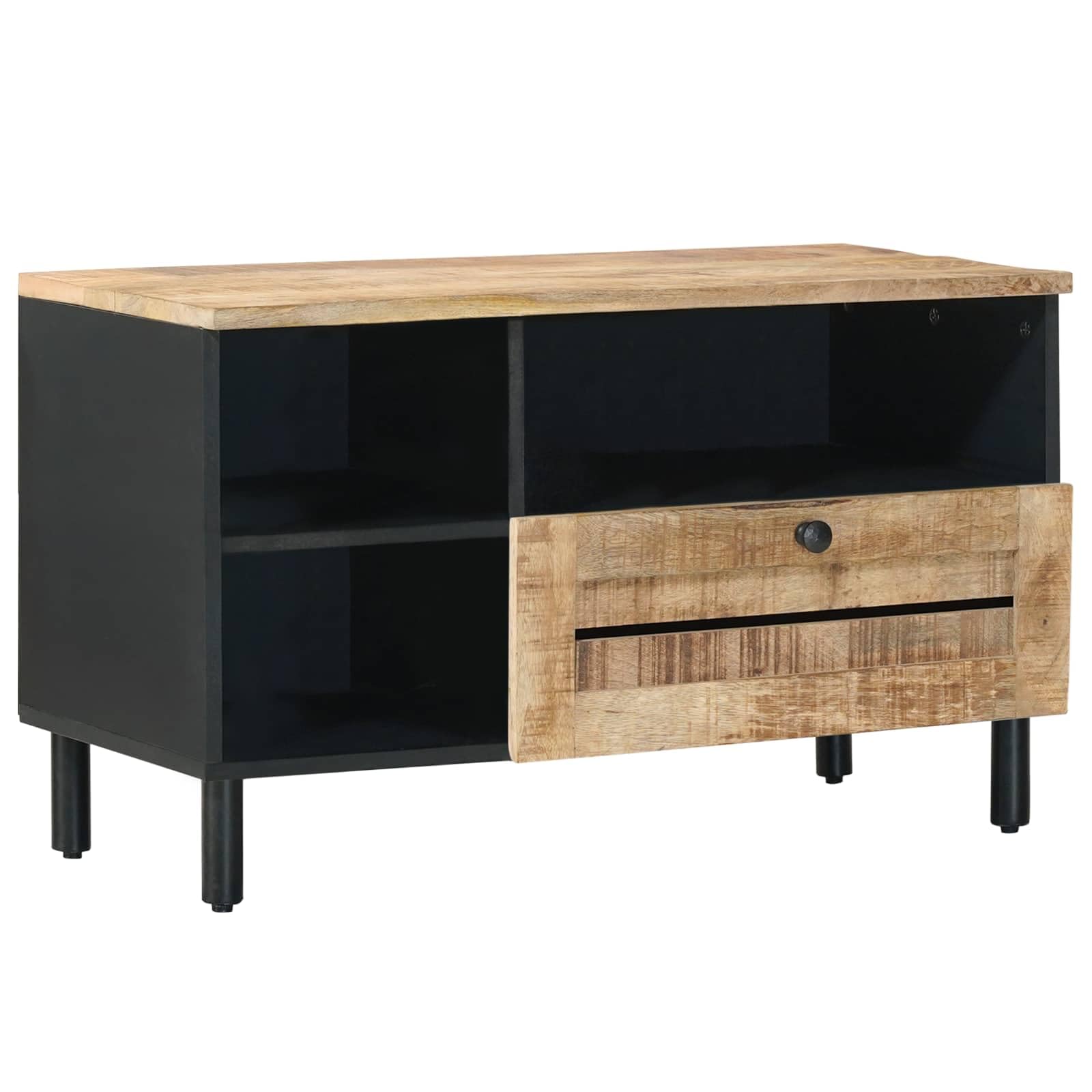 Mueble de almacenamiento de madera, mango macizo, 80 x 33,5 x 46 cm, con