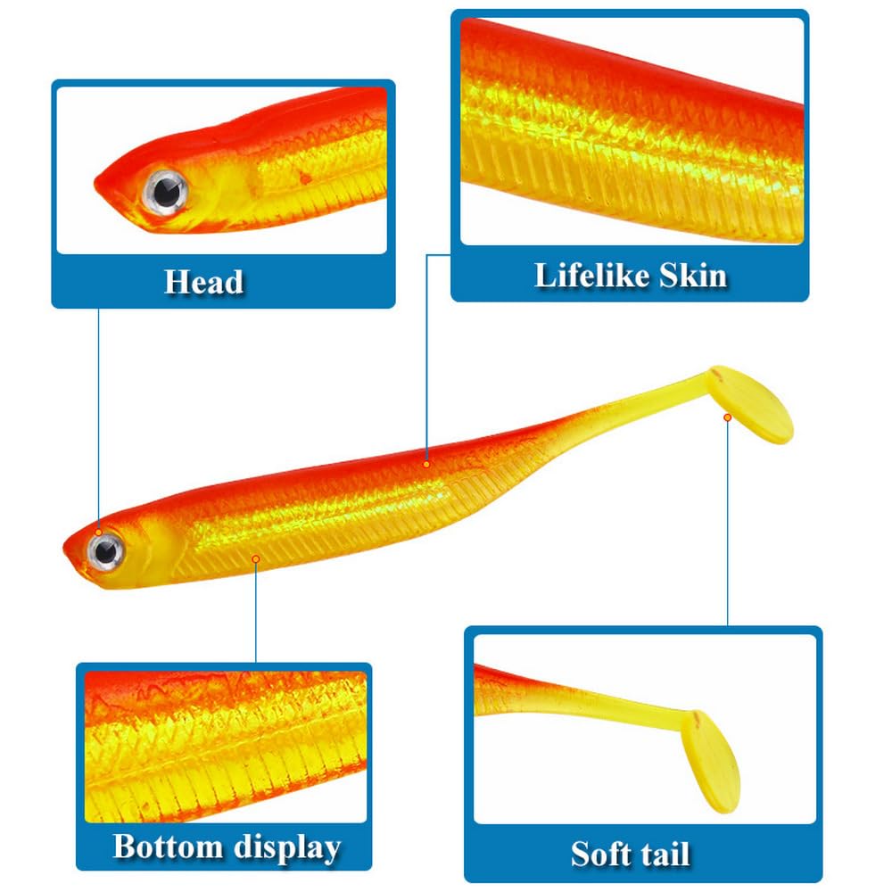 PVC Shad Colorful Reflective Soft Bait(7cm/2.75in,2.2g/0.077oz./pcs 6 Options de Couleur)
