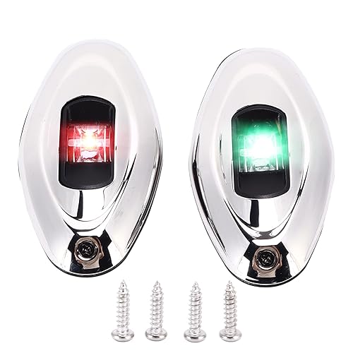 Luz de navegación para barco, 316 de acero inoxidable con almohadilla de goma LED, verde, rojo, IP66, impermeable, 1 milla náutica, visibilidad,