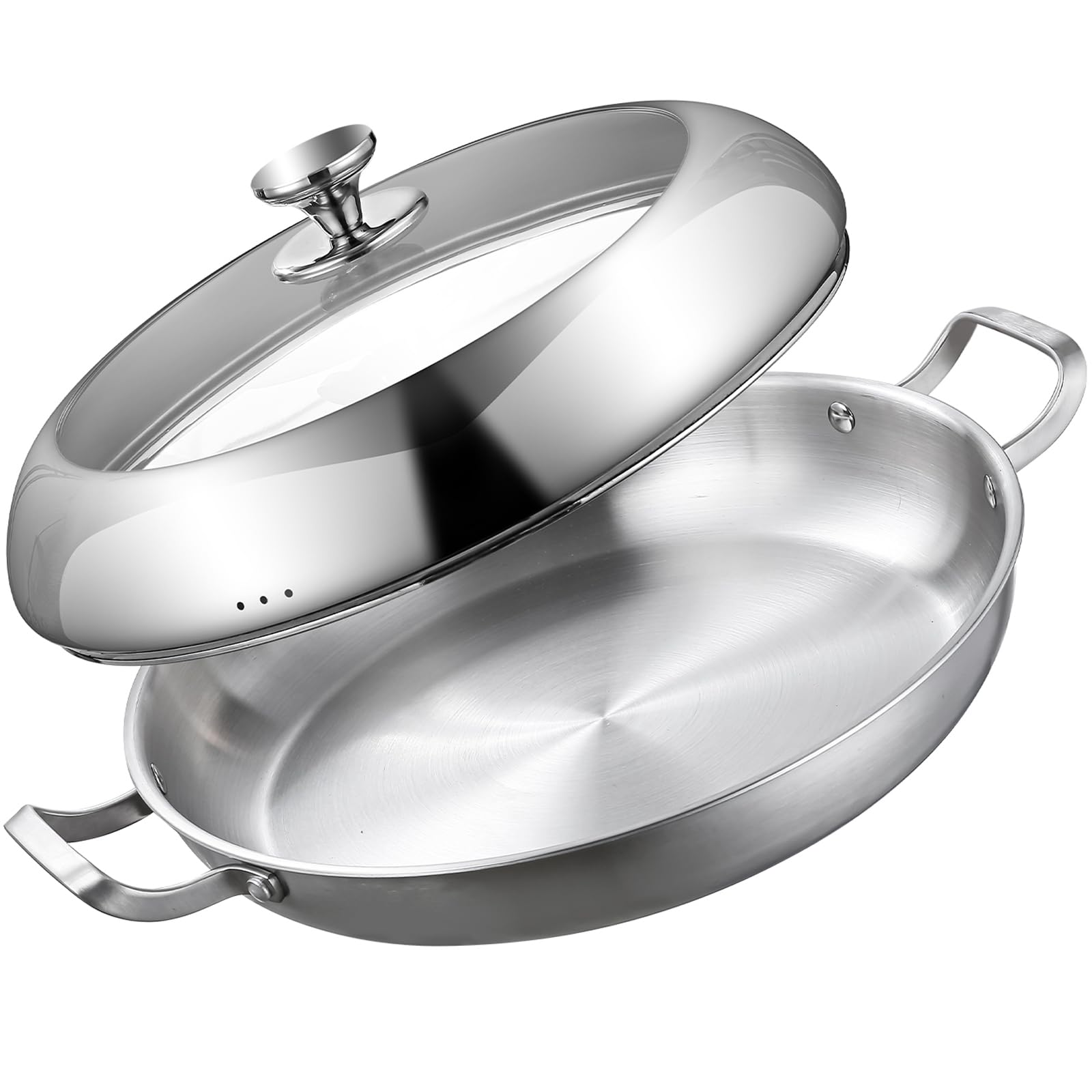 DELARLO 14 Inch Paella Pan - Stainless Steel -9