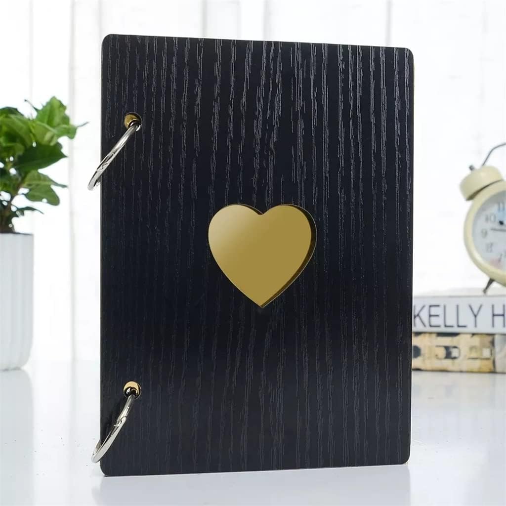 6 Zoll Fotoalbum Wachstum Holz Abdeckung Familie Speicher Gedenk Handwerk Jahrestag DIY Geschenk Liebe Herz Decor(D)