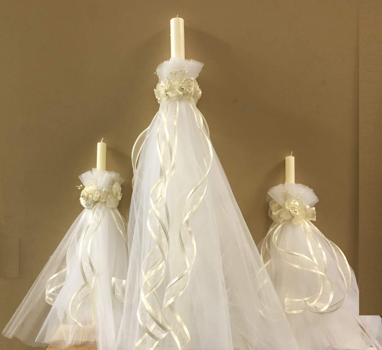 Religious Greek Orthodox Candles - Lambatha/Lambada Candles Set of 3