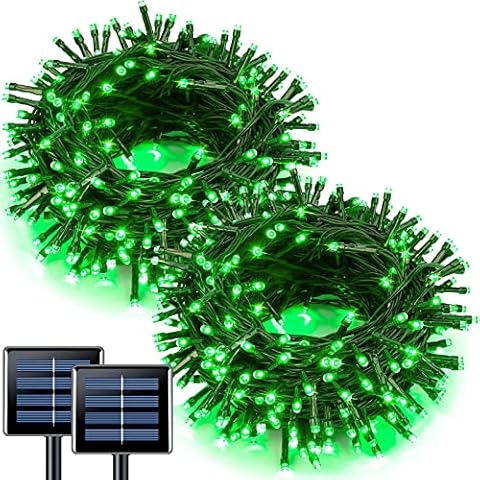 JMEXSUSS 2 Pack Solar String Light Outdoor 100LED 42.7ft 8 Modes Solar Christmas Lights Waterproof for Gardens, Wedding, Party, Christmas Tree, Halloween, Xmas, Gifts, Outdoors (Green) Cover
