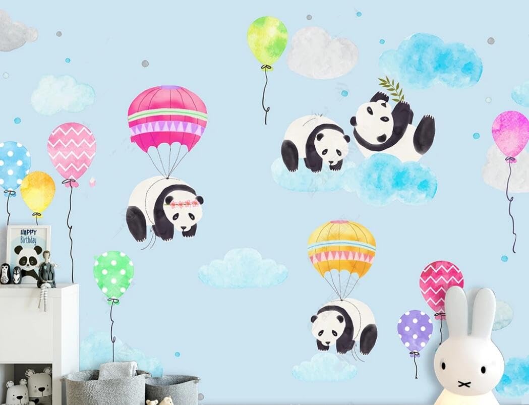 Papier peint panoramique soie 150x105cm avec motif chinois panda de dessin animé