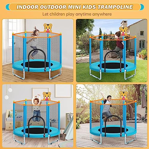 Image of 55 inch Trampoline for Kids and Adults. Indoor and Outdoor Trampoline with Stainless Steel Frame with Powerfull Weight Capacity of 100Kgs. Single Colour with U Shaped Legs.