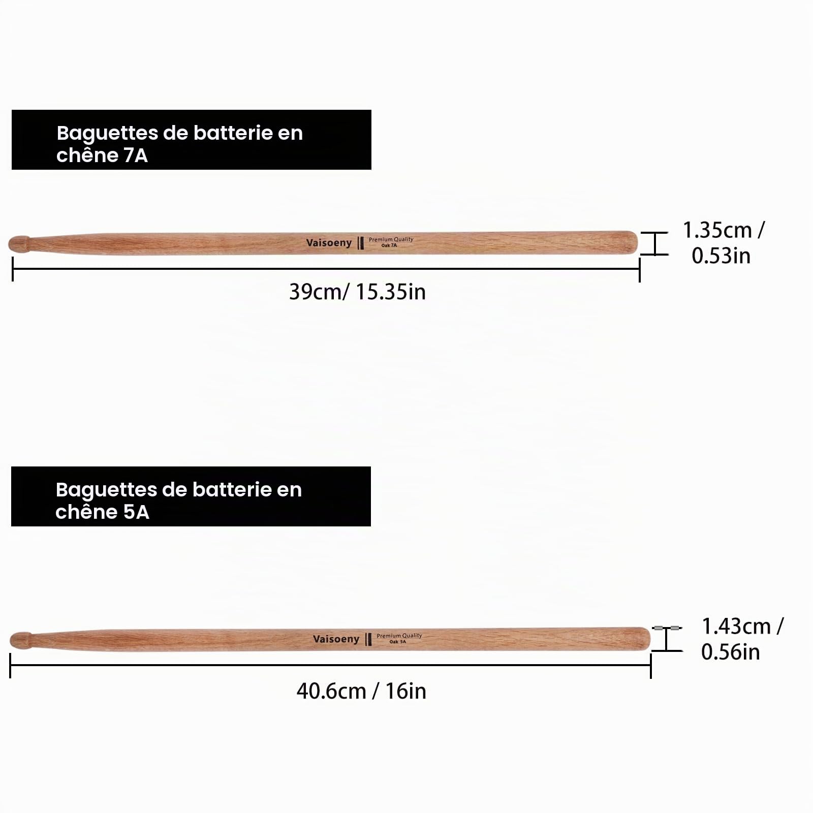 Baguettes 7A en Chêne avec Olive en Bois Forme Goutte, Lot de 12 Paires | Baguettes 7A en chêne offrant rapidité, contrôle précis et excellente durabilité pour une utilisation quotidienne.