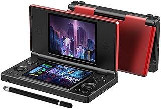 RG DS Retro Handheld Spielkonsole, 4" IPS-Klappdisplay Zwei Bildschirmen Android 14 System Videospielkonsole mit Hall Switch & Stiftbedienung, Geschenk für Gaming Fans (RG DS-Rot-Schwarz-Neu)