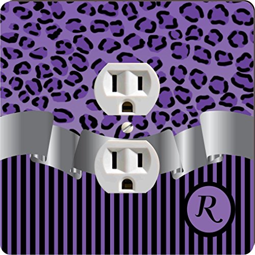 Assiette Plate Lettre R Violet Design Léopard Rayures 2394 - 2