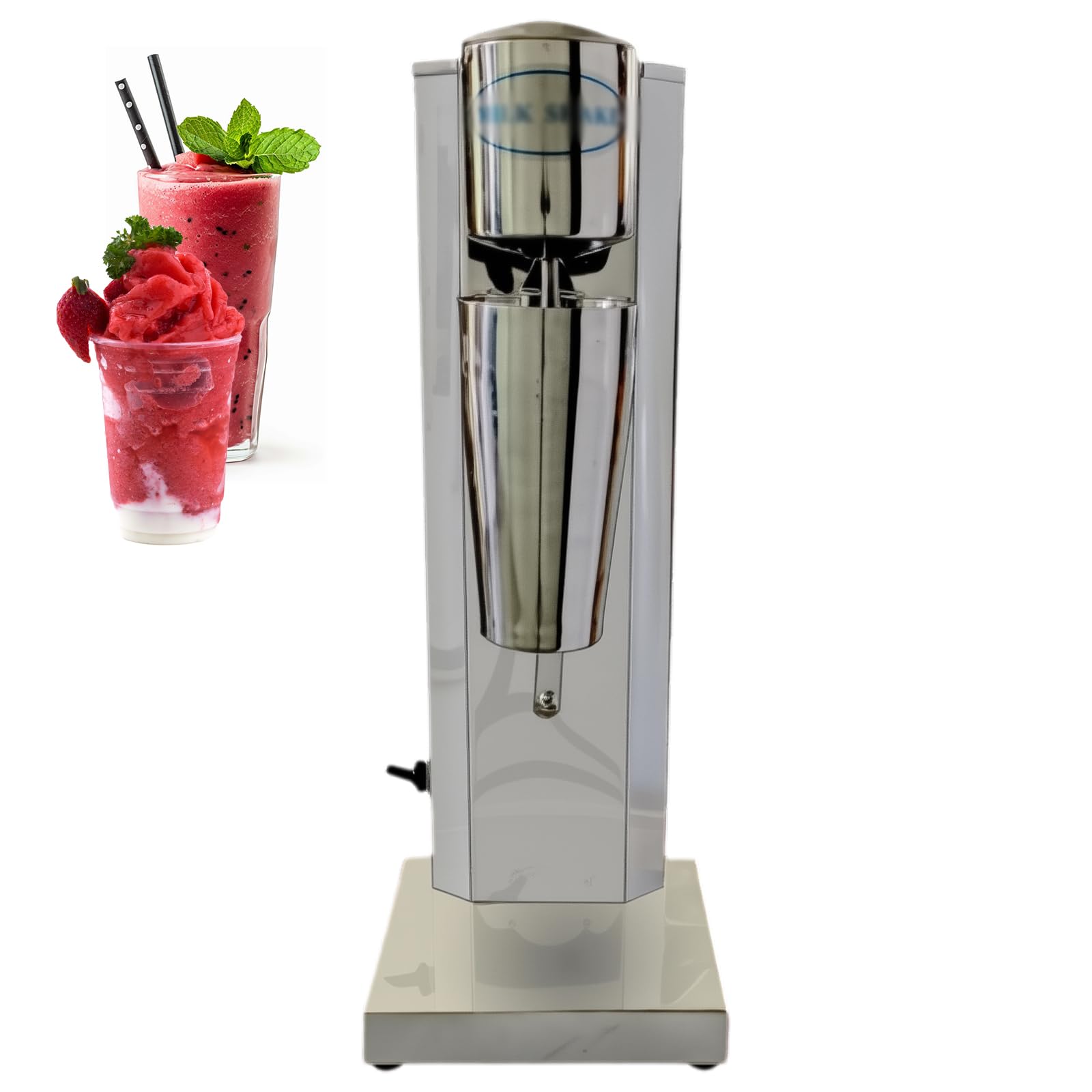 Macchina Milkshake Professionale, Mixer Milkshake Elettrico con Doppia Velocità, Lama a Farfalla, Piedini in Gomma, Frullatore in Acciaio Inox per Smoothie Latte e Gelato Single Head