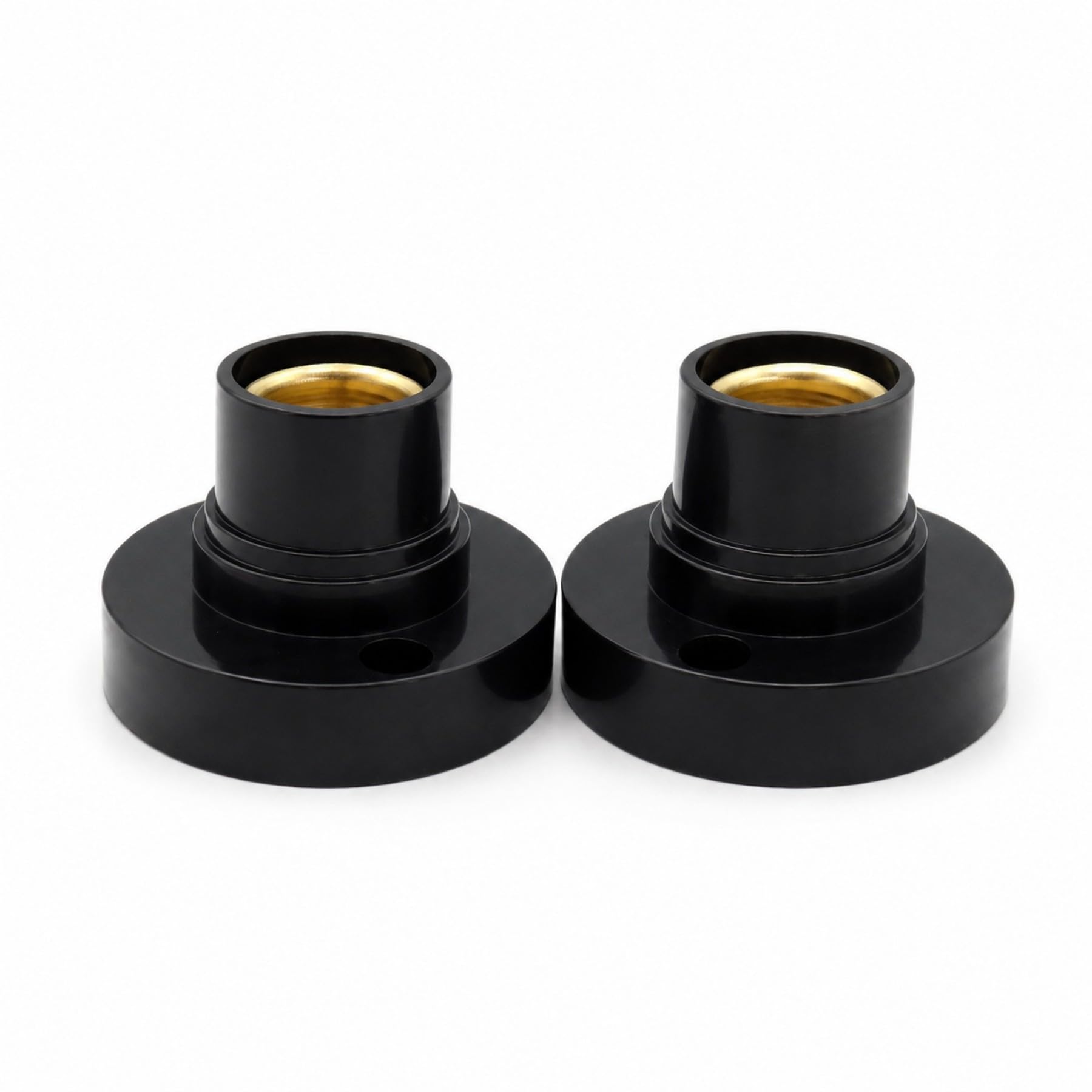 Lot de 2 douilles E14 rondes à vis, noires.