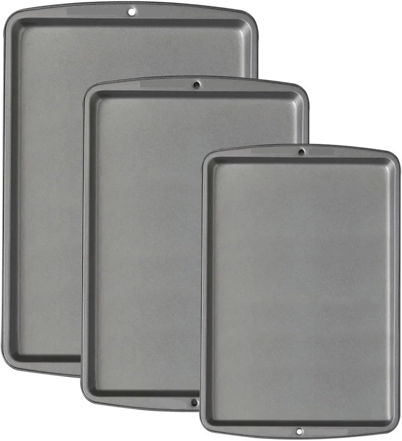 Compatible For 3-Piece Non-Stick Baking Sheet Set, Durable Carbon Steel Cookie Trays, Dishwasher And Oven Safe, Heat Resistant Bakeware