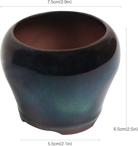 Miniatura 4 de Juego de 2 mini macetas esmaltadas + 4 pantallas de drenaje de malla suave