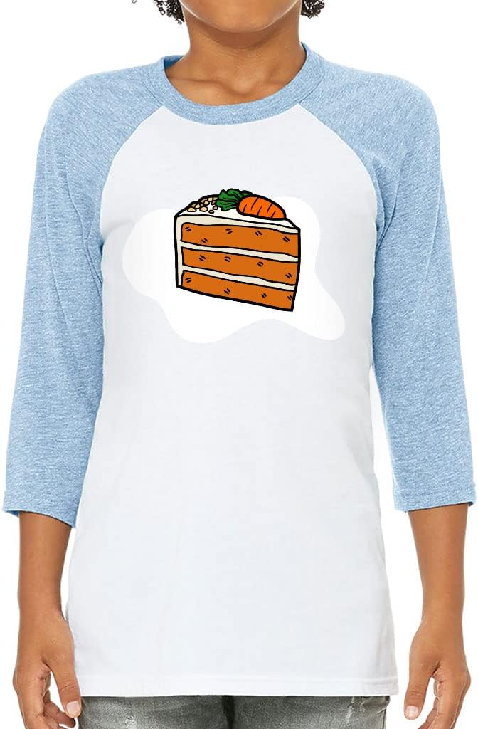 Carrot Cake Kids' Baseball T-Shirt - Cake 3/4 Sleeve T-Shirt - Art Print Baseball Tee