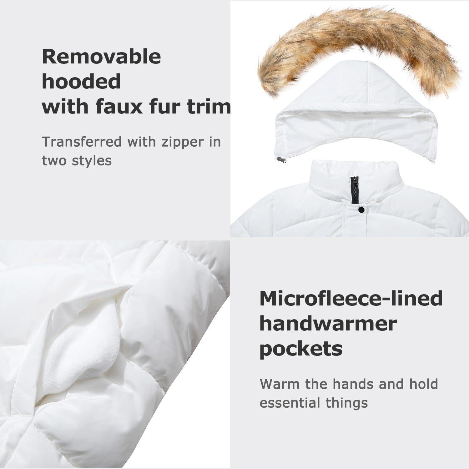 Women's Winter Thicken Coat Warm Long Puffer Jacket with Faux Fur Removable Hood Waterproof Insulated Jacket - Image 5