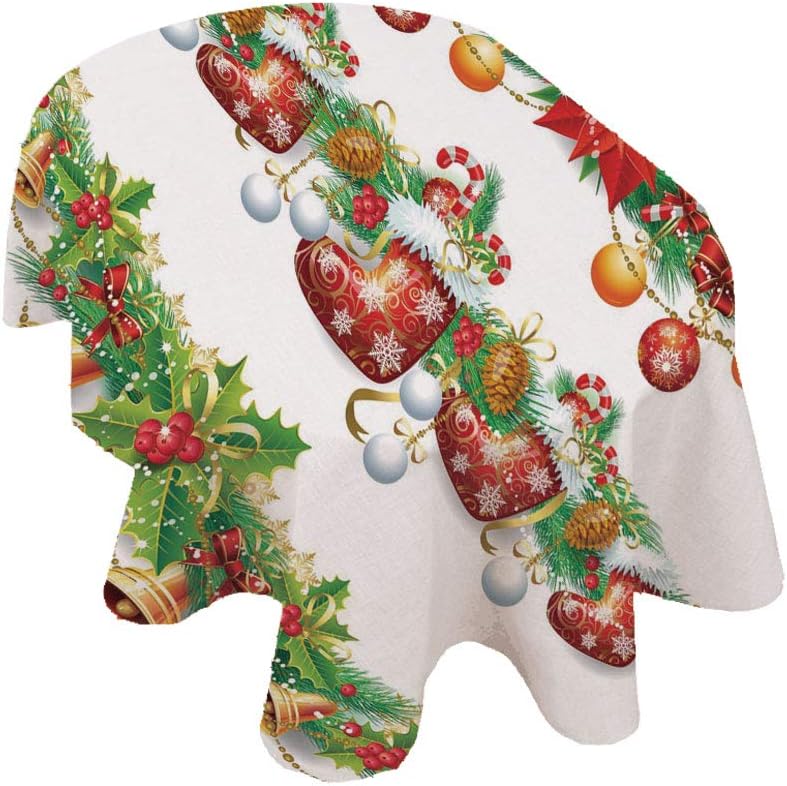 Christmas Oval Tablecloth,Traditional Garland Designs with Flowers