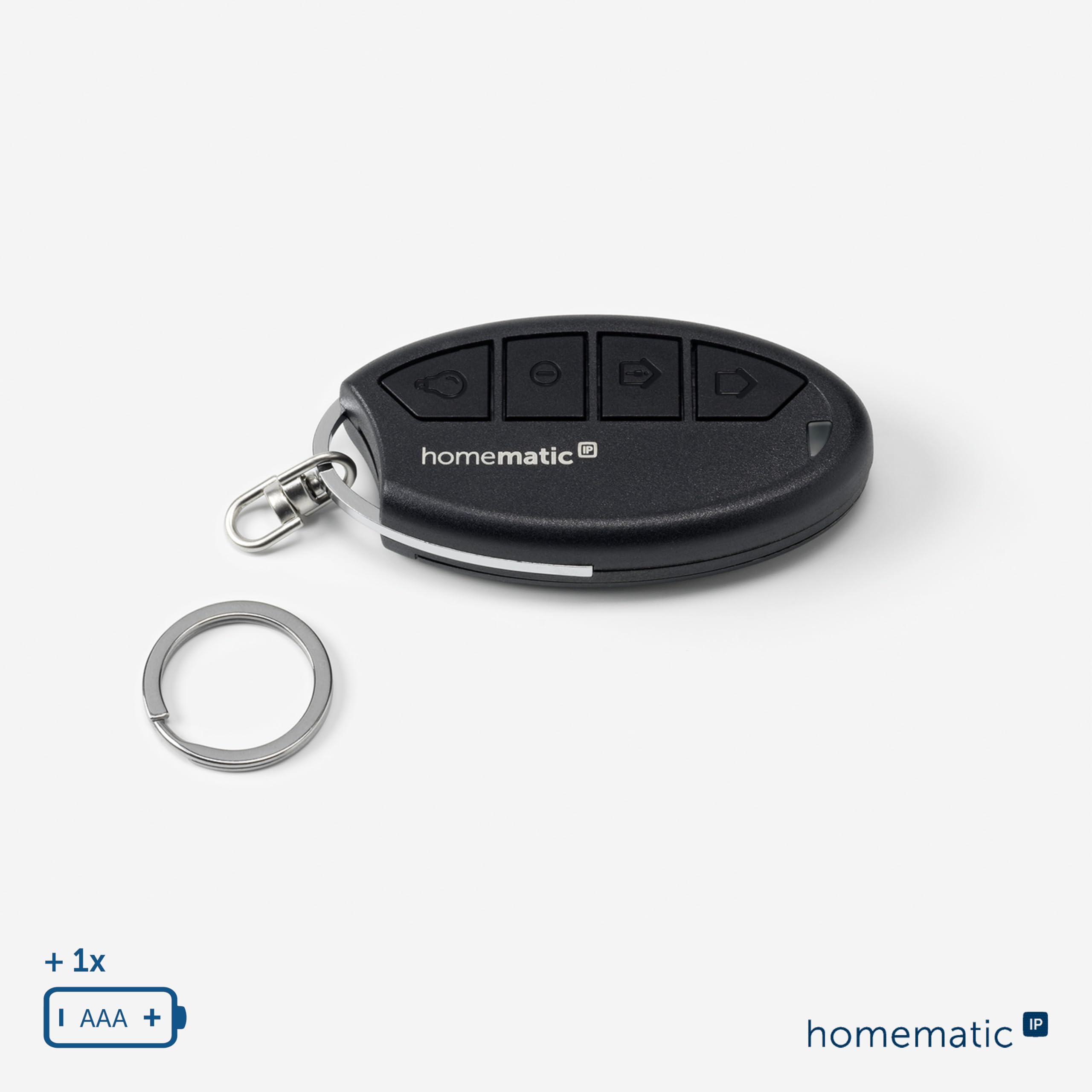 Homematic IP Schlüsselbundfernbedienung – Alarm, Smart Home, Zubehör für Smart Home, Fernbedienung schaltet Alarmmodus System auch manuell, 160741A0