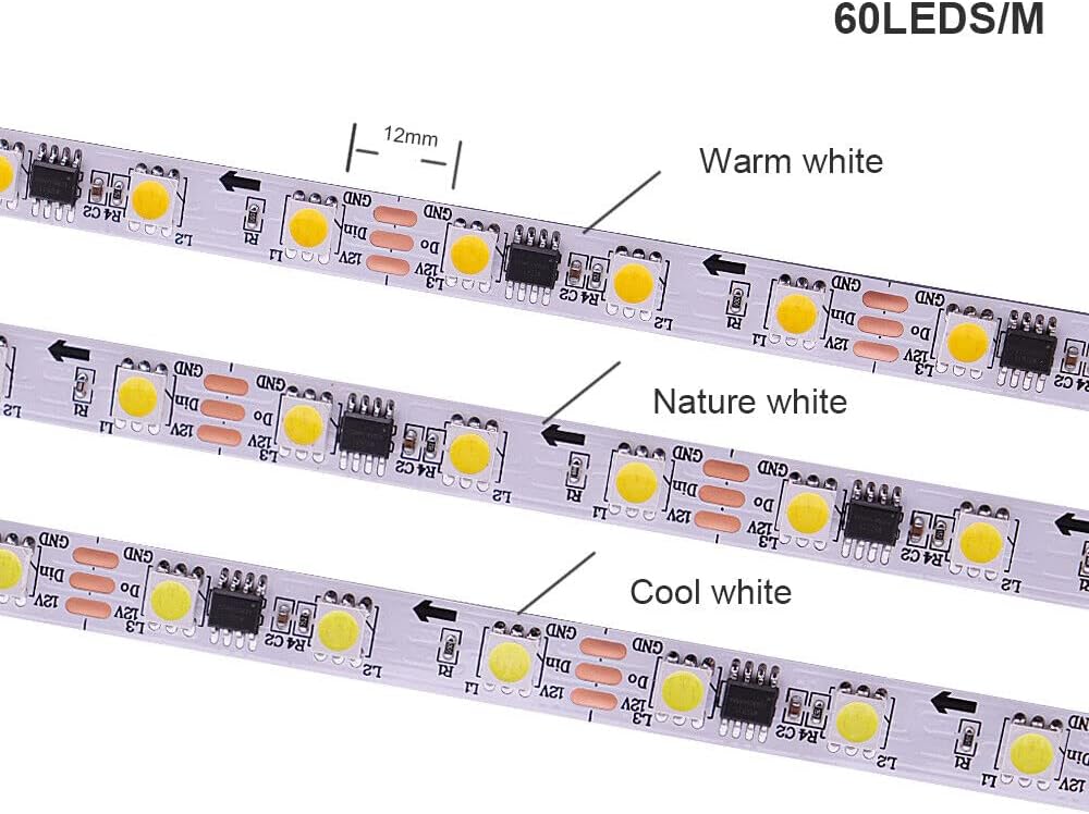 DC12V WS2811 LED Strip 5050 White Warm White Single Color Pixel Light Addressable Horse Race External 1 IC Control 3Leds (WS2811 White)