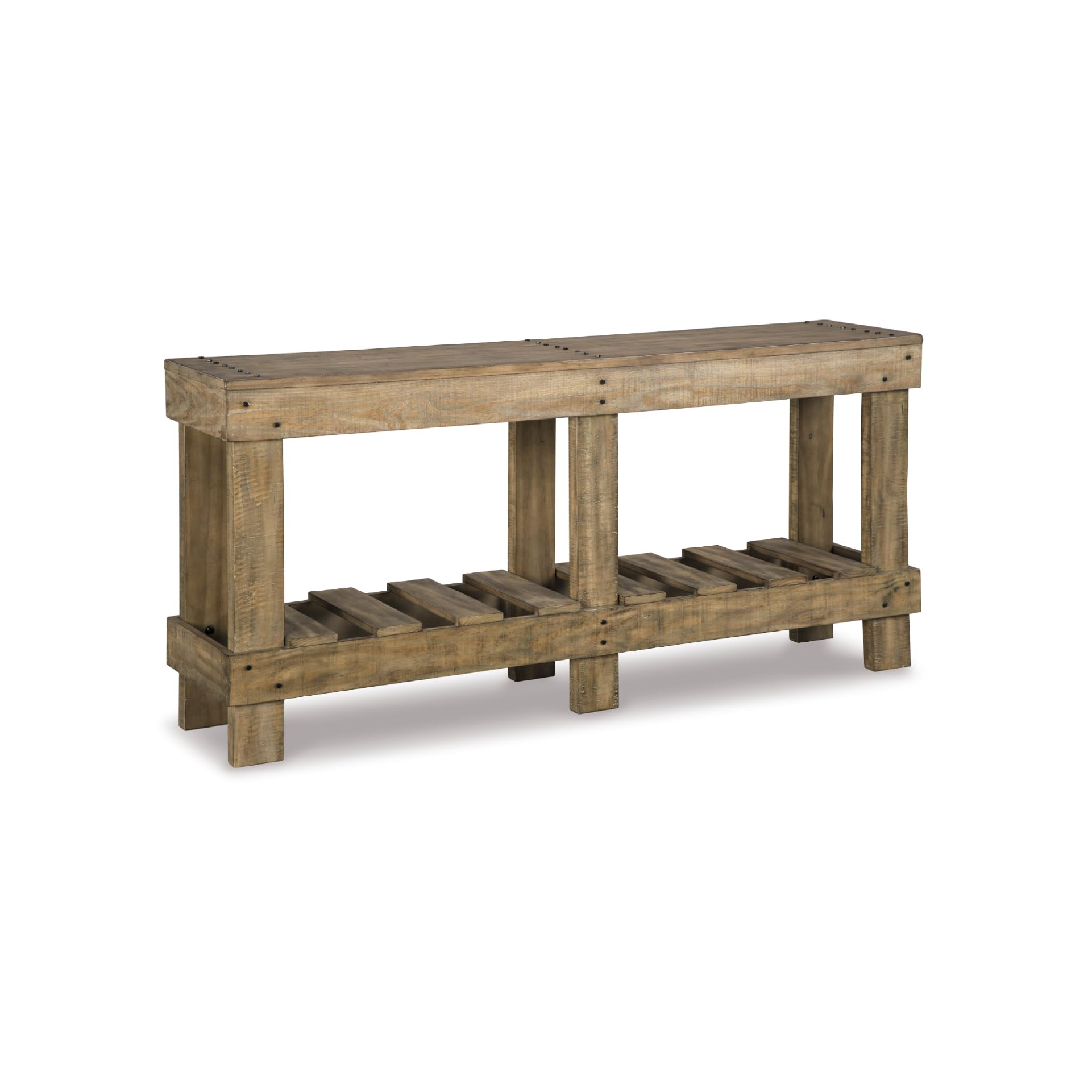 Signature Design by Ashley Susandeer Rustic Farmhouse Console Sofa Table, Brown